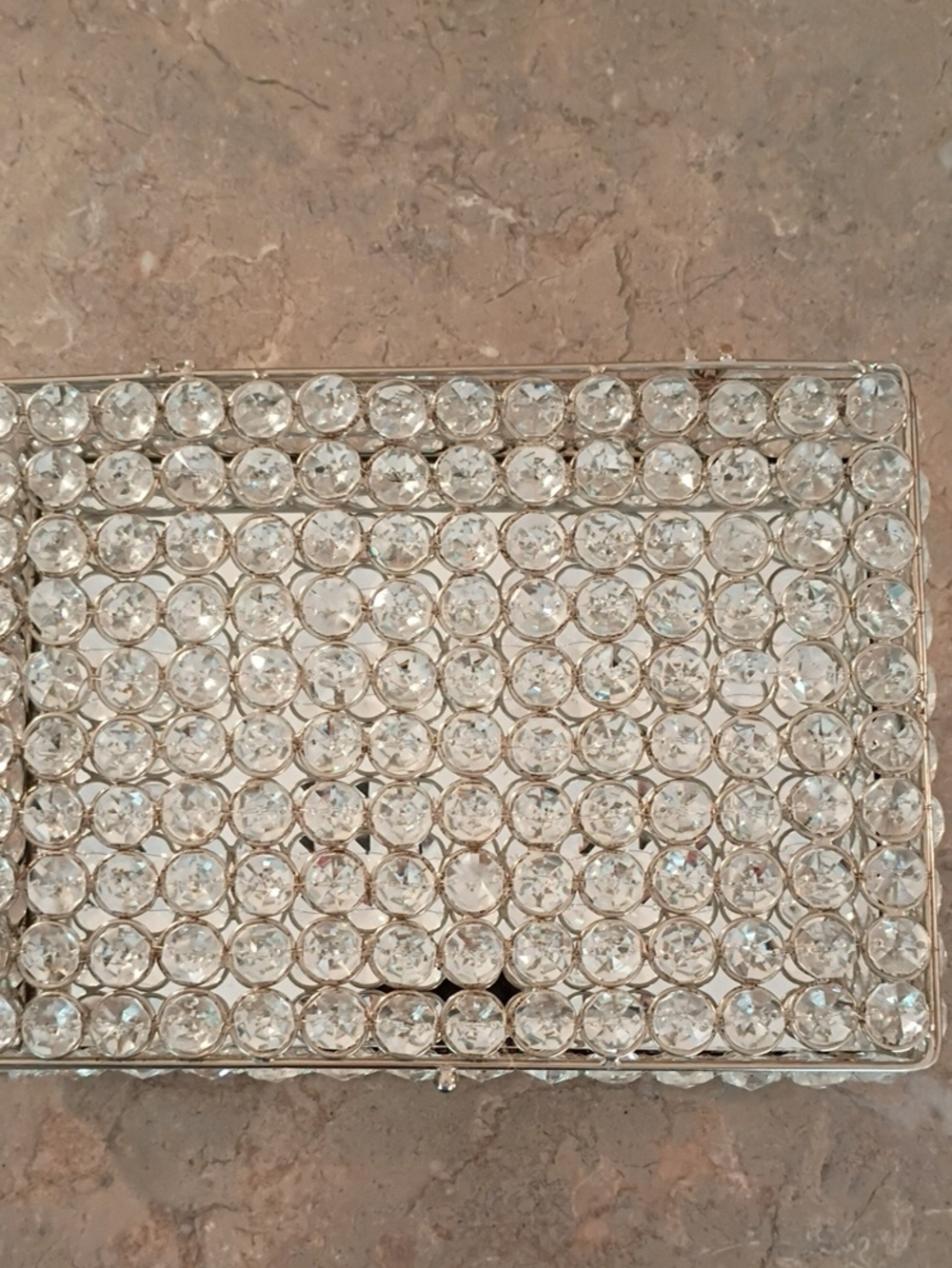Crystal Embellished Silver Clutch